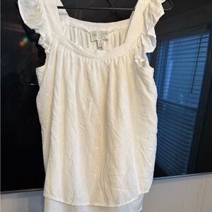 Chic White Ruffle Strap Blouse